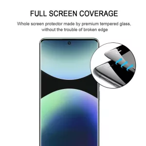 Ochranné sklo Xiaomi Redmi Note 14 Pro 4G / 5G – 9H Full Glue 3D zakřivené tvrzené sklíčko na displej, černé lemy TT-TopTechnology