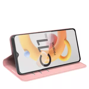Pouzdro knížka Realme C11 2021 / C21 růžové, pink – kožené (PU) TT-TopTechnology