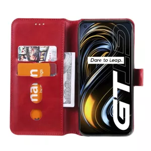 Pouzdro Realme GT 5G červené | Knížkové pouzdro ze syntetické PU kůže CLASSIC s magnetickým zavíráním, stojánkem a kapsami na karty TT-TopTechnology Pouzdro Realme GT 5G červené | Knížkové pouzdro ze syntetické PU kůže CLASSIC s magnetickým zavíráním, stojánkem a kapsami na karty TT-TopTechnology