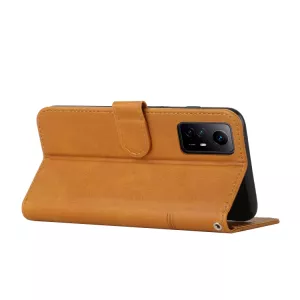 Pouzdro Xiaomi Redmi Note 12S knížkové světle hnědé EMBOSSED – PU kůže TT-TopTechnology Pouzdro Xiaomi Redmi Note 12S knížkové světle hnědé EMBOSSED – PU kůže TT-TopTechnology