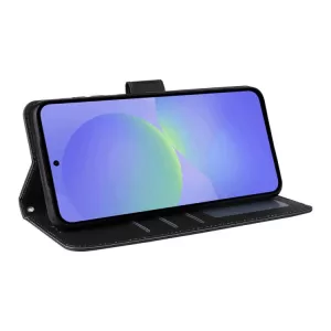 Černé peněženkové pouzdro Samsung Galaxy A57 5G z koženky se 3 přihrádkami na karty TopTechnology