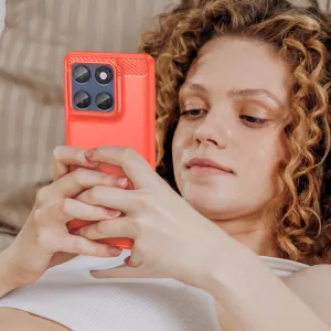 Ochranný kryt červený pro Motorola Edge 60 Pro 5G + tvrzené sklo – odolné TPU pouzdro se zesílenými rohy a ochranným sklíčkem displeje WANLONFENG