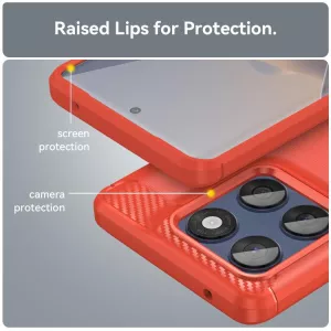 Ochranný kryt červený pro Motorola Edge 60 Pro 5G + tvrzené sklo – odolné TPU pouzdro se zesílenými rohy a ochranným sklíčkem displeje WANLONFENG