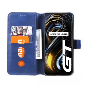 Pouzdro Realme GT 5G modré | Knížkové pouzdro ze syntetické PU kůže CLASSIC s magnetickým zavíráním, stojánkem a kapsami na karty TT-TopTechnology