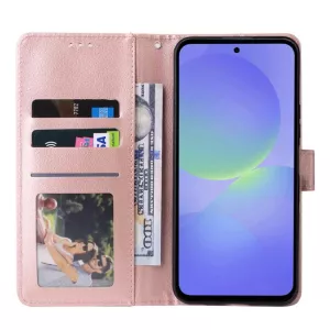 Růžové peněženkové pouzdro Samsung Galaxy A57 5G z koženky se 3 přihrádkami na karty TopTechnology Růžové peněženkové pouzdro Samsung Galaxy A57 5G z koženky se 3 přihrádkami na karty TopTechnology
