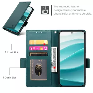 Zelené knížkové pouzdro pro Xiaomi Redmi Note 15 Pro 5G – elegantní ochranný obal z PU kůže TT-TopTechnology