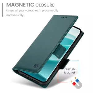 Zelené knížkové pouzdro pro Xiaomi Redmi Note 15 Pro 5G – elegantní ochranný obal z PU kůže TT-TopTechnology