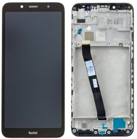 LCD displej Xiaomi Redmi 7A černý + přední kryt - rámeček ORIGINÁL